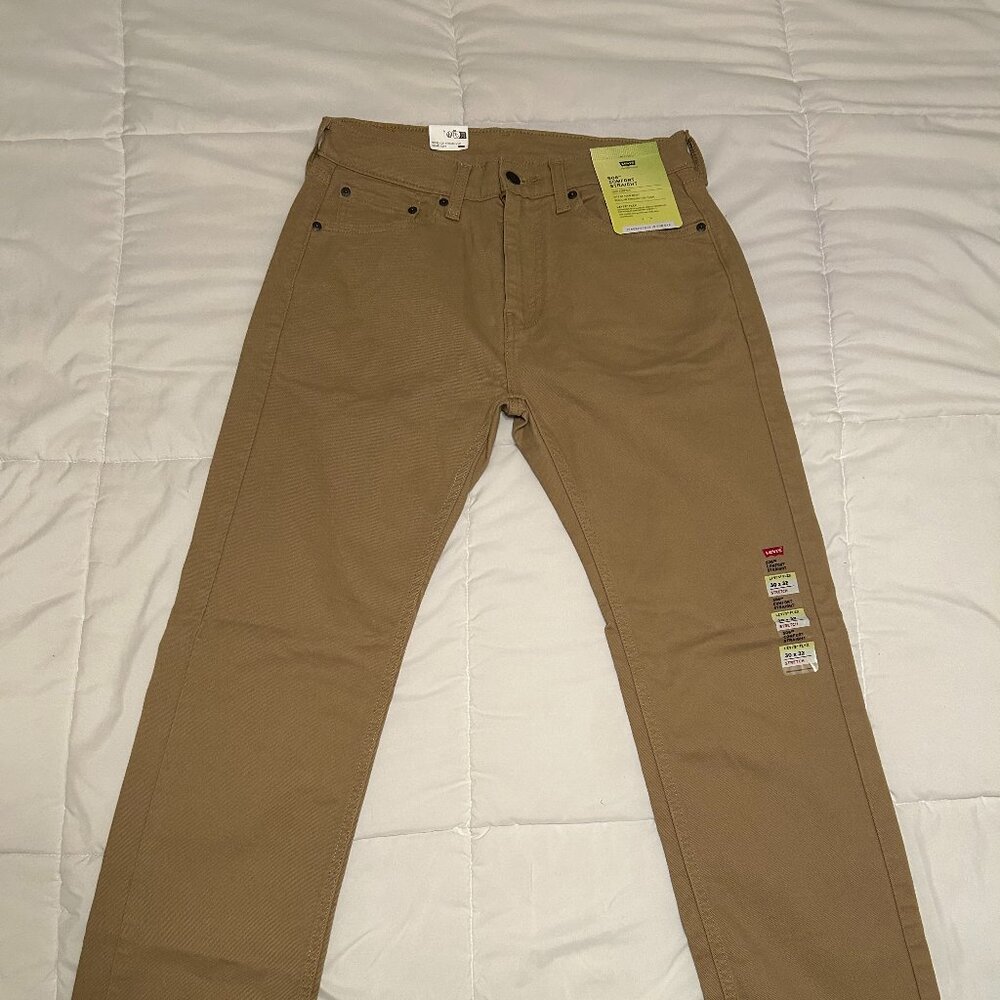 Levi's 506 Comfort Straight Jeans Beige Khaki High Stretch Size 30 X 32 - NWT